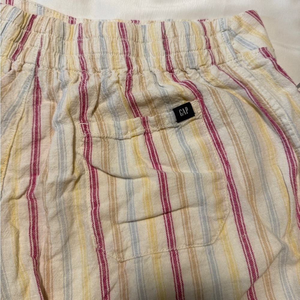GAP Linen Blend Striped Shorts Women’s Large Elastic Waist Pull On - Picture 4 of 9